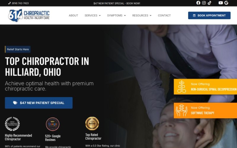 614 Chiropractic chiropractic website screenshot