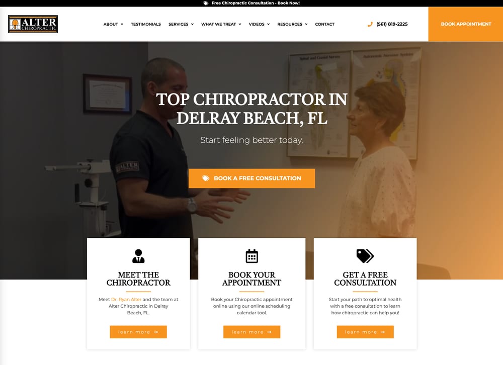 Alter Chiropractic chiropractic website screenshot