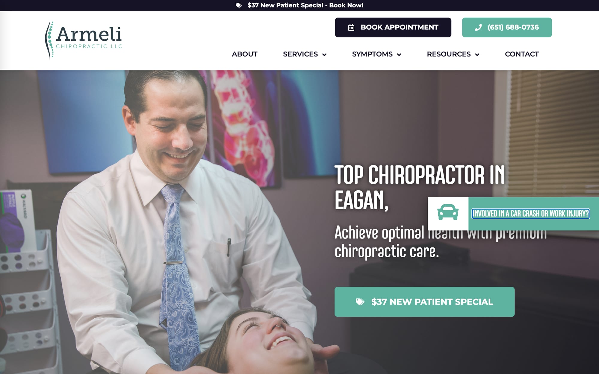 Armeli Chiropractic website built by CHIROBASIX