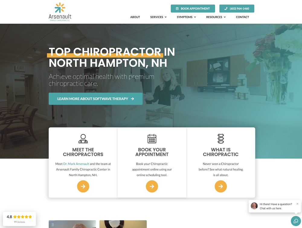Arsenault Chiropractic chiropractic website screenshot