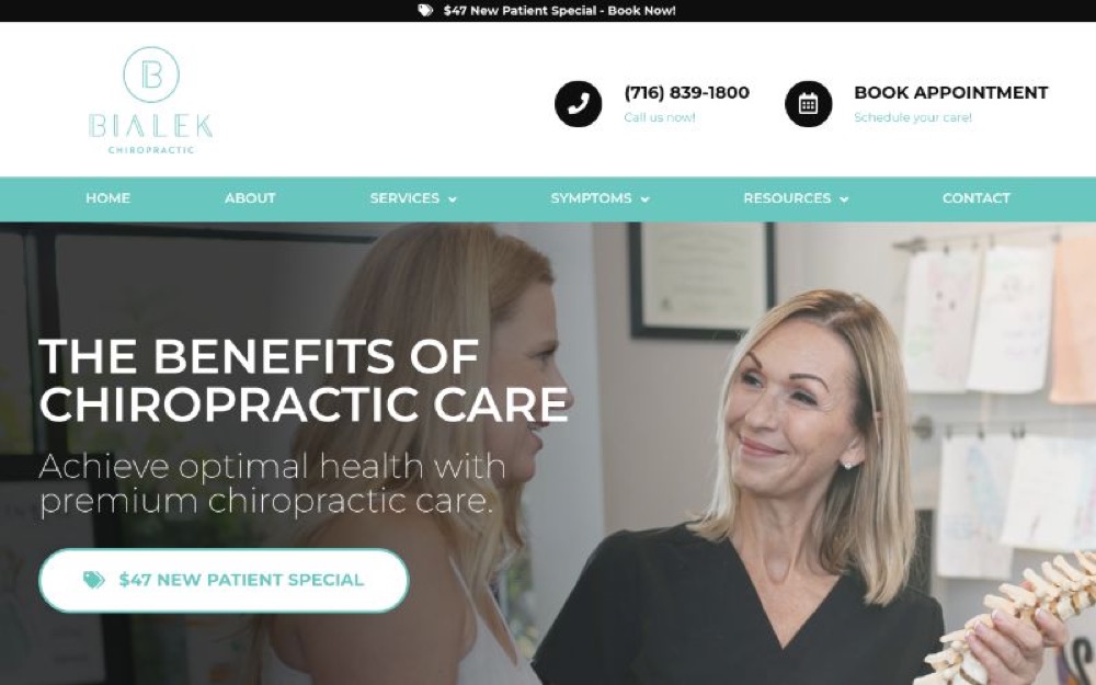 Bialek Chiropractic chiropractic website screenshot
