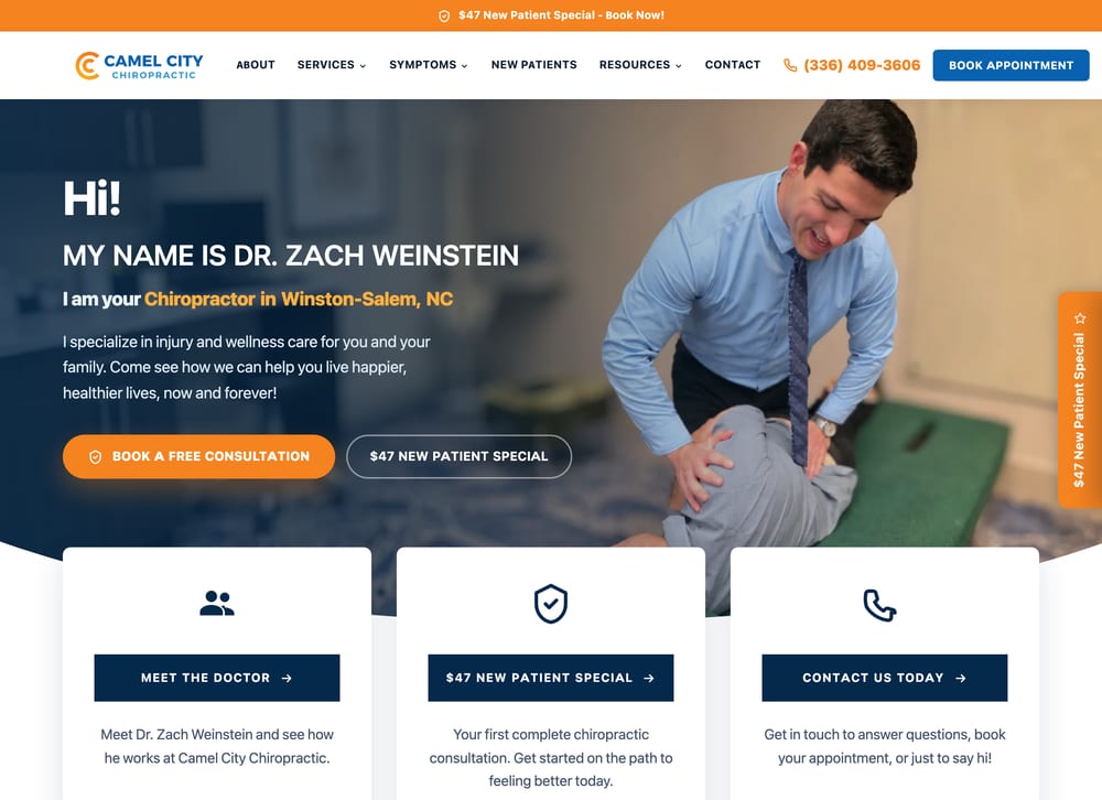 Camel City Chiropractic chiropractic website screenshot