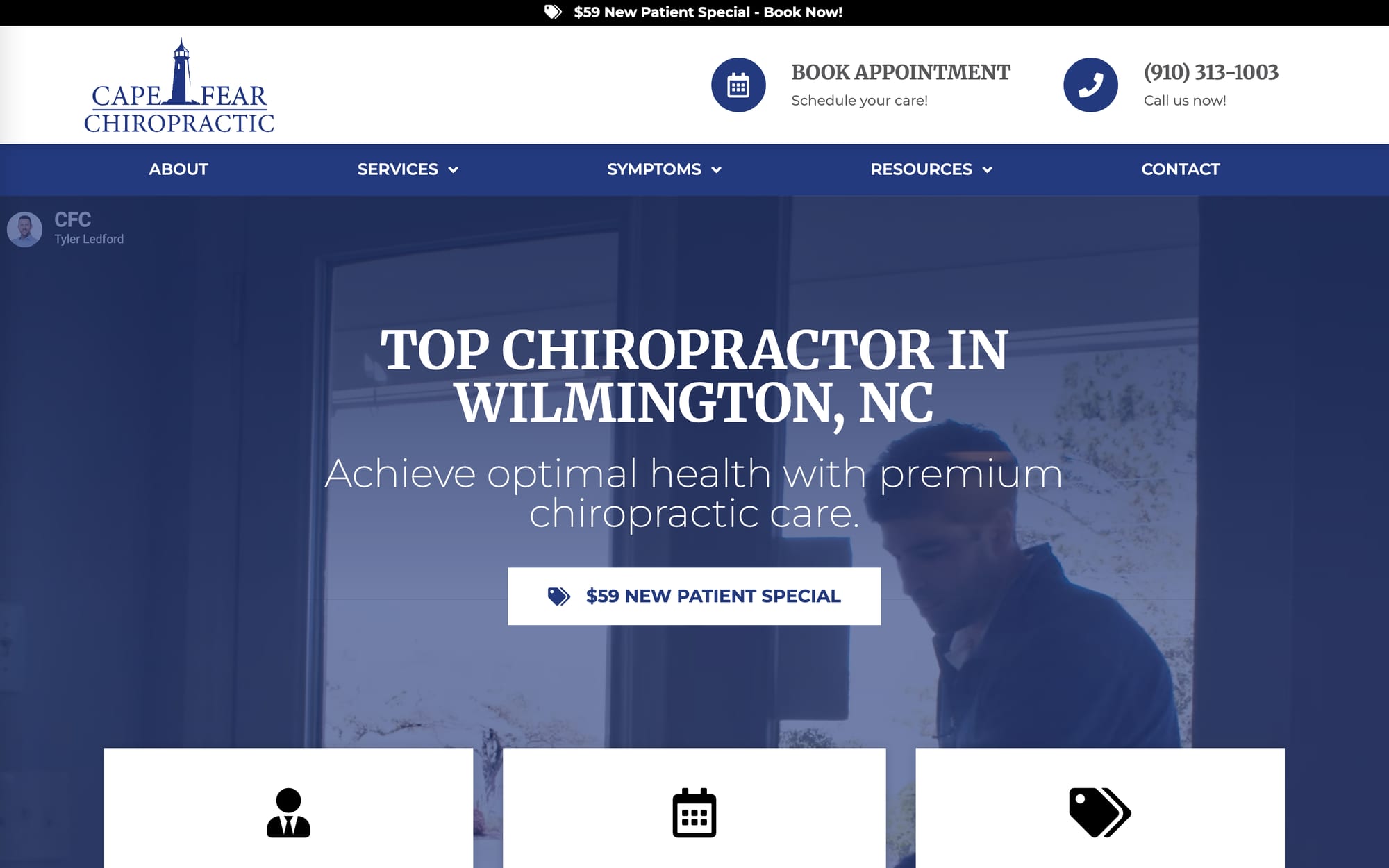 Cape Fear Chiropractic website built by CHIROBASIX