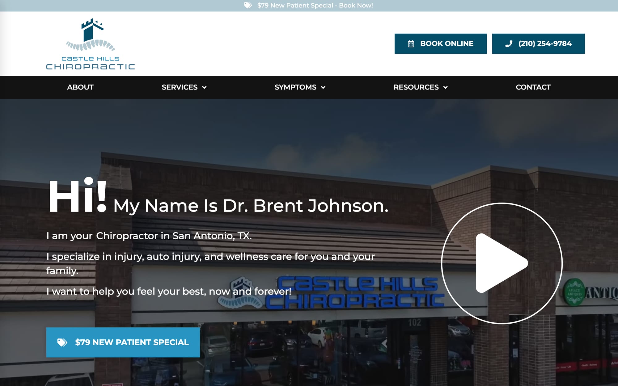 Castle Hills Chiropractic website built by CHIROBASIX