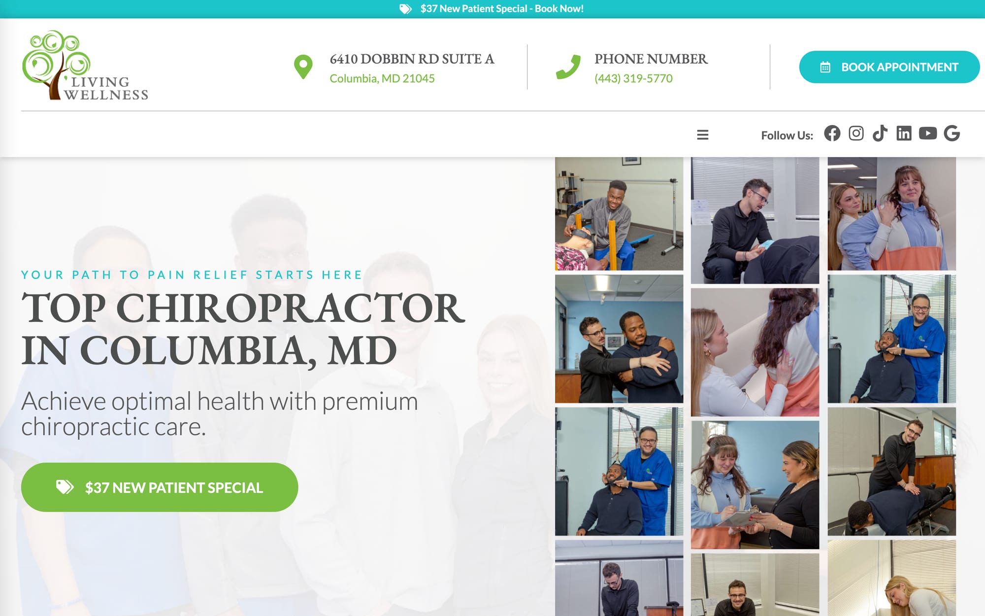 Living Wellness Chiropractic website built by CHIROBASIX