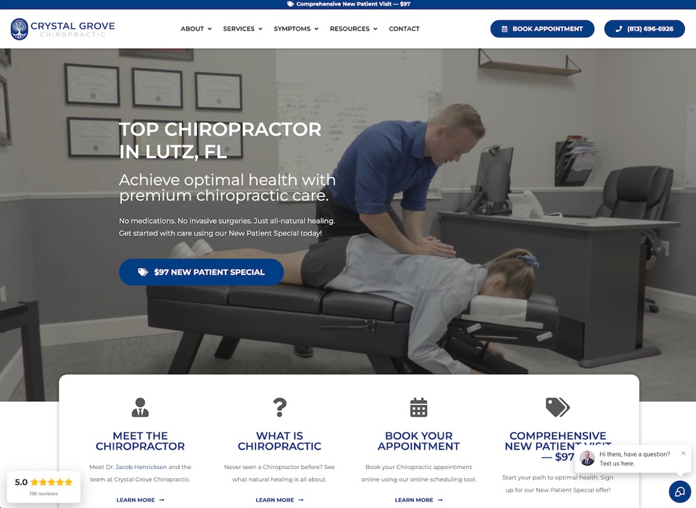 Crystal Grove Chiropractic chiropractic website screenshot