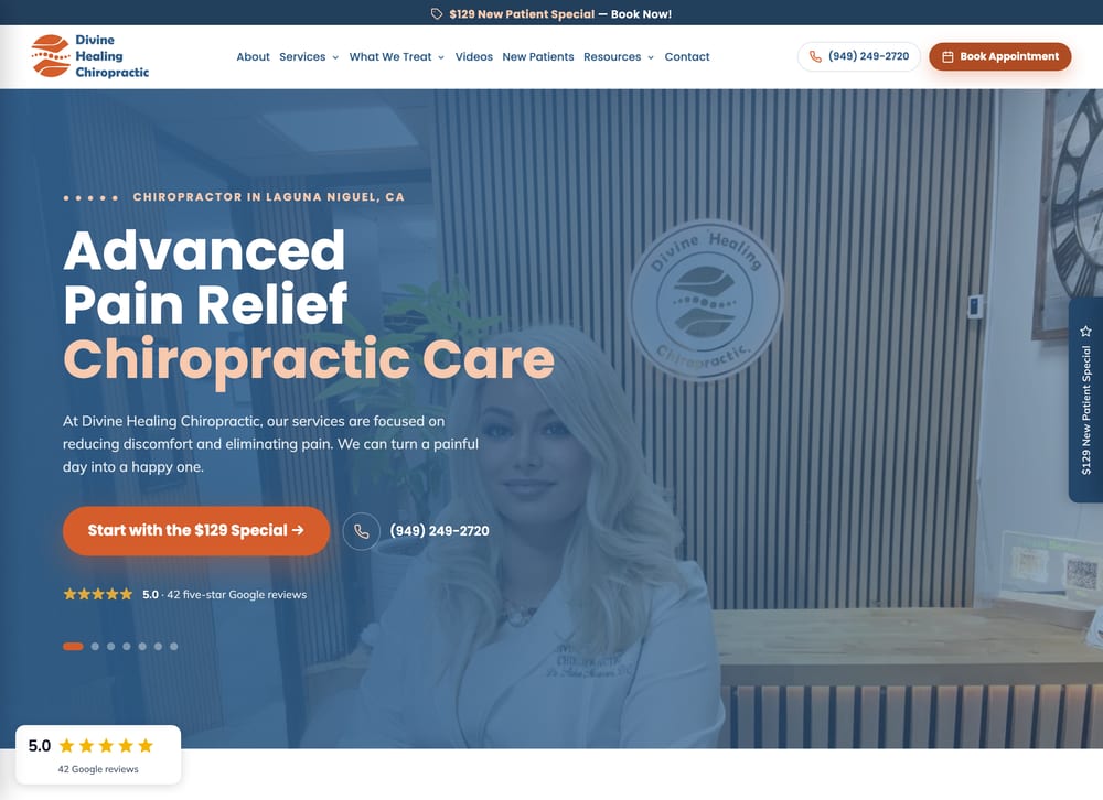 Divine Healing Chiropractic chiropractic website screenshot