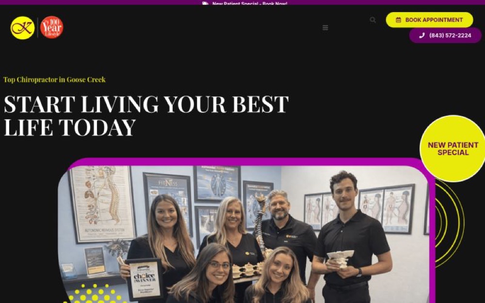 Dr. Kirar chiropractic website screenshot