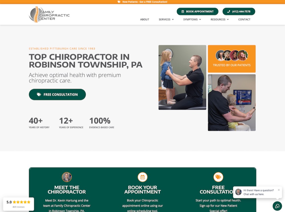 Family Chiropractic Center chiropractic website screenshot