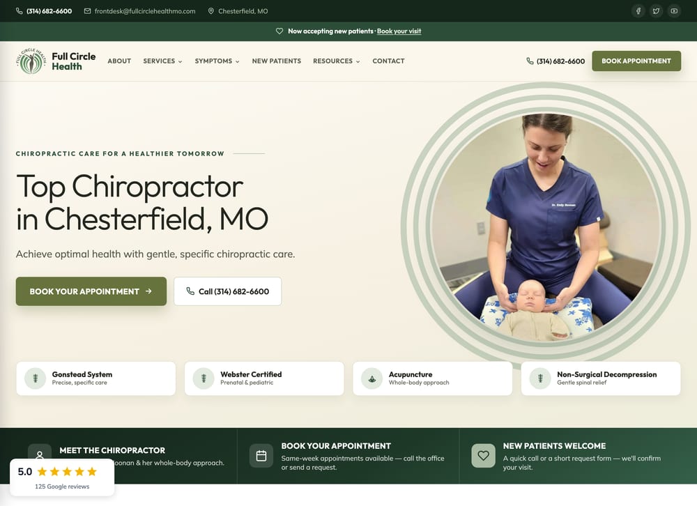 Full Circle Health chiropractic website screenshot