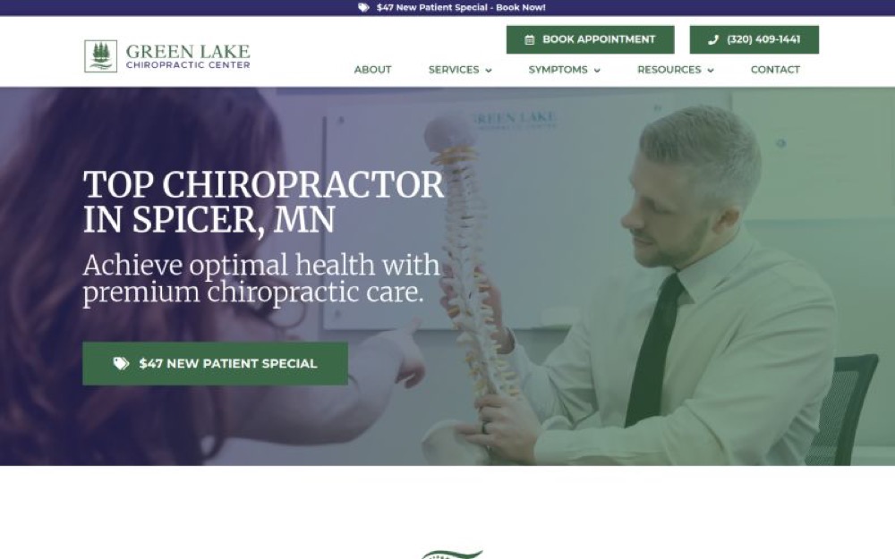 Green Lake Chiropractic chiropractic website screenshot