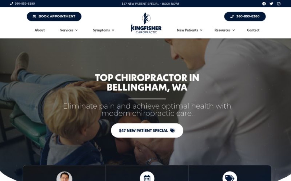 Kingfisher Chiropractic chiropractic website screenshot