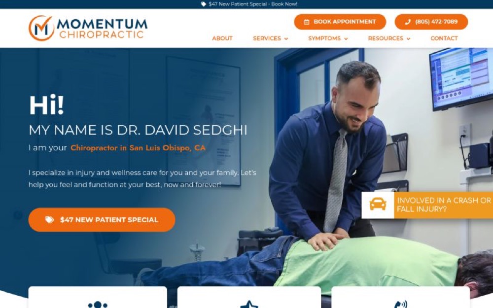 Momentum Health Chiropractic chiropractic website screenshot