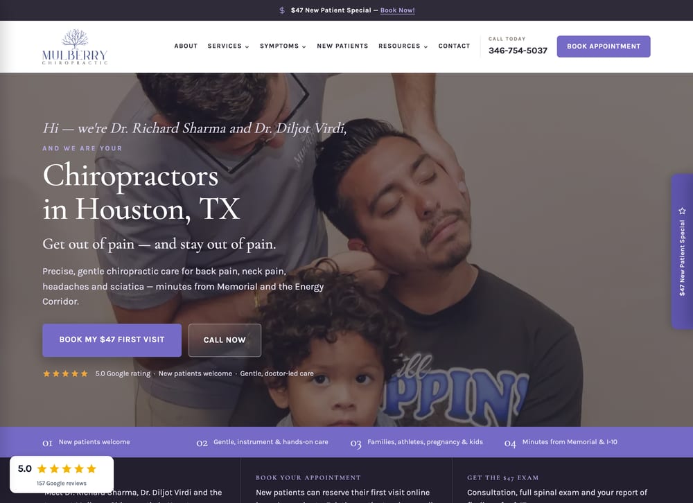 Mulberry Chiropractic chiropractic website screenshot