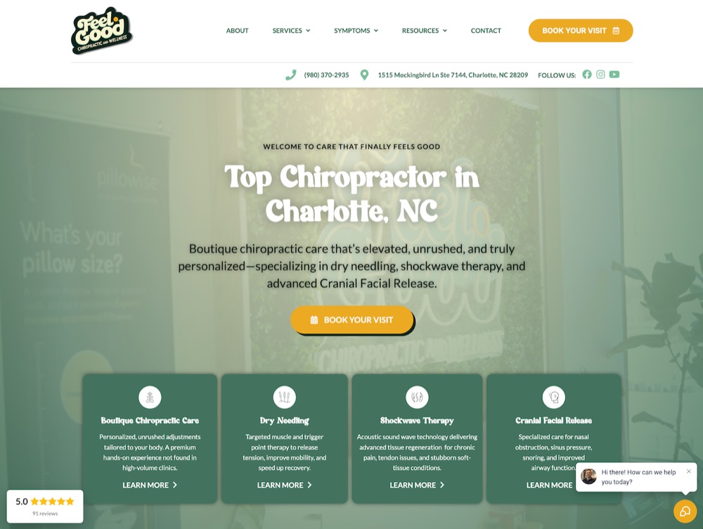 Feel Good Chiropractic chiropractic website screenshot