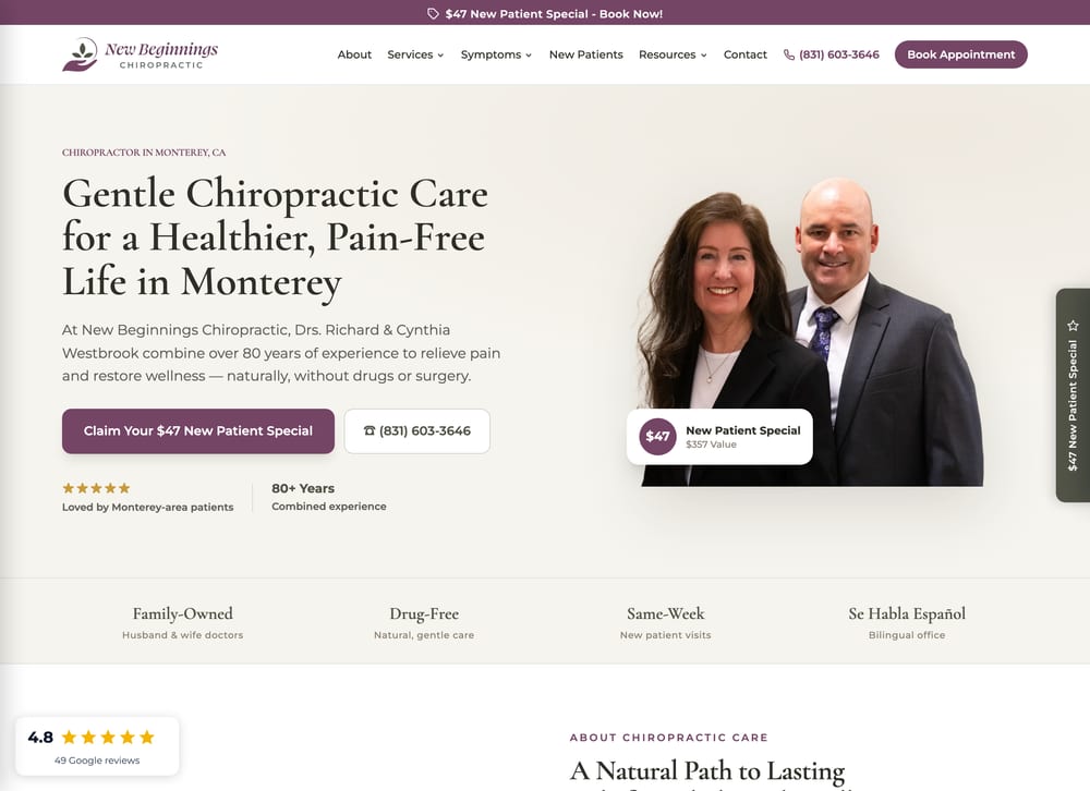 New Beginnings Chiropractic chiropractic website screenshot