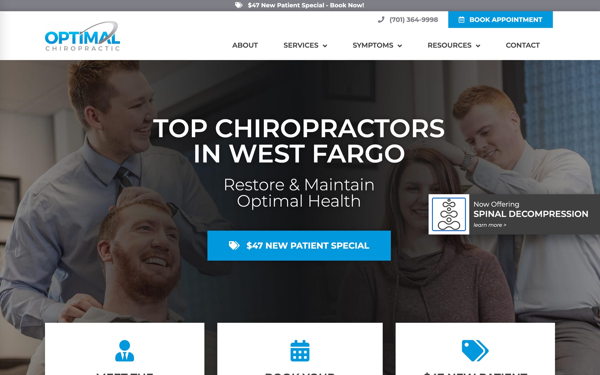 Optimal Chiropractic website built by CHIROBASIX