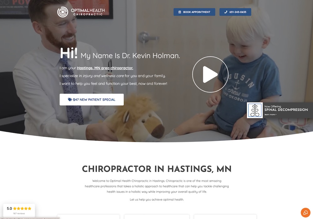 Optimal Health Chiropractic chiropractic website screenshot