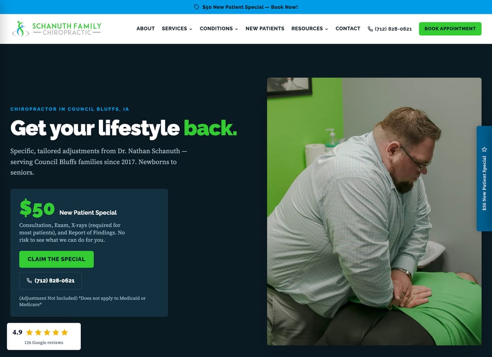 Schanuth Family Chiropractic chiropractic website screenshot