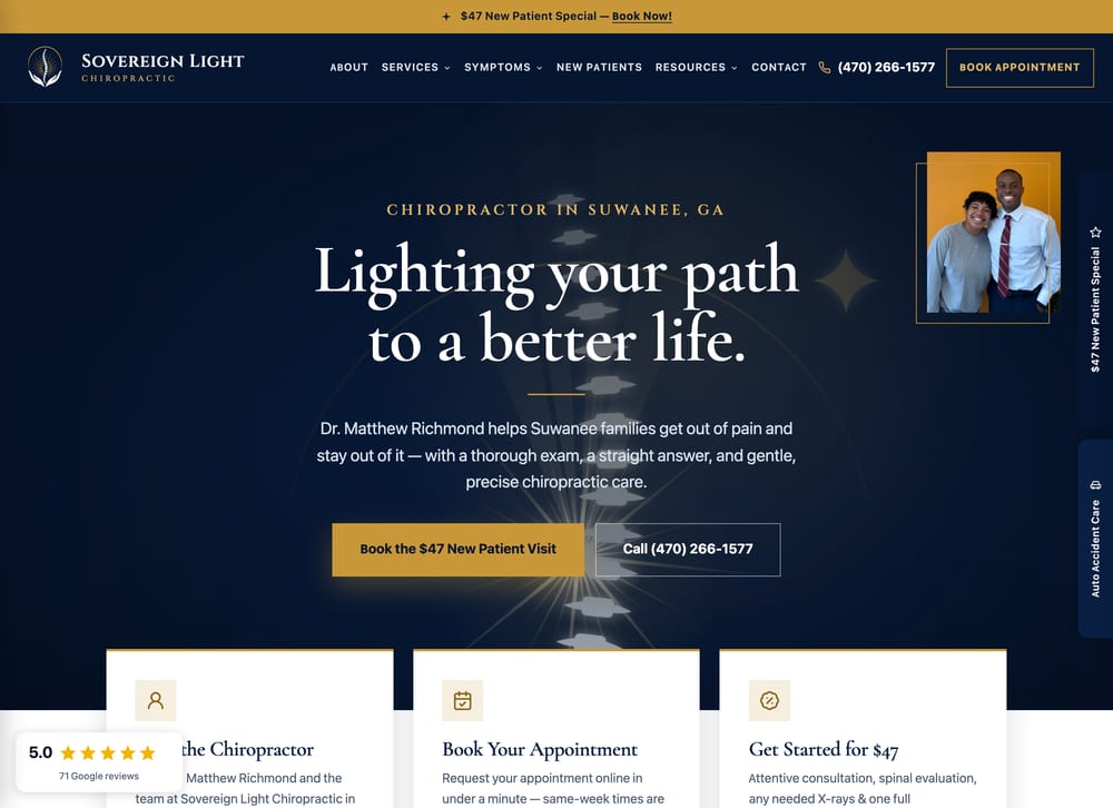 Sovereign Light Chiropractic chiropractic website screenshot