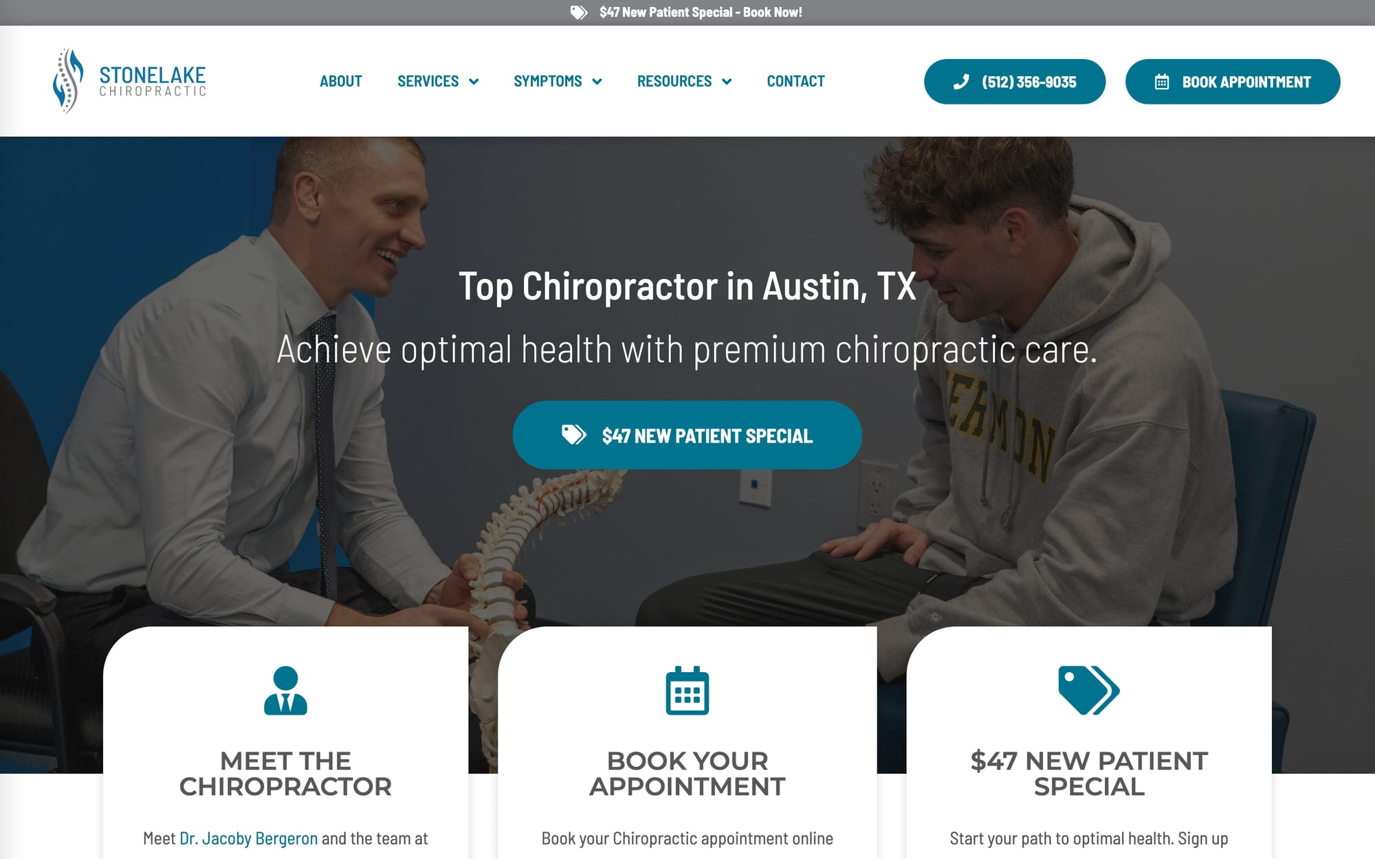 Stonelake Chiropractic website built by CHIROBASIX