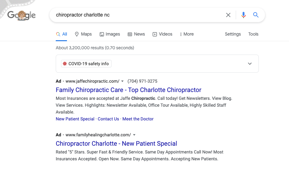 chiropractic google ads