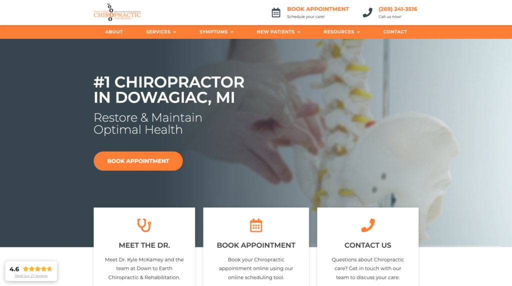Chiropractic website design and development